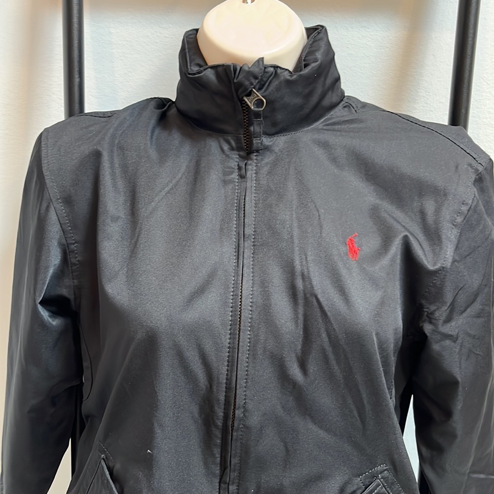 Polo jacket for boys full zipper embroidered logo black boy size S (8/10) - Picture 2 of 7